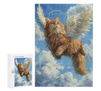 Rompecabezas 300 PCS para Adolescentes Angel Cat in Heaven Rompecabezas para Adolescentes Análisis Y Lógica Entrena Tu Cerebro Y Tus Manos Juego De Desafío Único 300 PCS