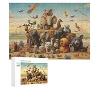 Rompecabezas 300 PCS para Adolescentes Animals Gathering by The Beach Rompecabezas para Adultos Juegos Divertidos Una Obra De Arte Ayuda A Ejercitar El Cerebro 300 PCS