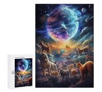 Rompecabezas 300 PCS para Adolescentes Animals in Space A Cosmic Gathering Rompecabezas Juegos Relajantes Mejora La Memoria Oferta como Regalos para Toda La Familia 300 PCS