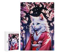 Rompecabezas 300 PCS para Adolescentes Anime Cat in Kimono Rompecabezas para Adultos Juego Familiar Una Obra De Arte como Regalo para Toda La Familia 300 PCS