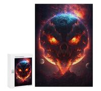 Rompecabezas 300 PCS para Adolescentes Apocalyptic Earth Fiery Skull Rompecabezas para Adultos Juguete Decoración De Pared Difícil Difícil Desafiante De Completar 300 PCS