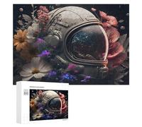 Rompecabezas 300 PCS para Adolescentes Astronaut Helmet Amidst Flowers Rompecabezas para Adultos Juego De Ingenio Análisis Y Lógica 300 PCS