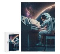Rompecabezas 300 PCS para Adolescentes Astronaut Playing Piano in Space -1 Rompecabezas Juego De Ingenio Aliviador De Estrés Desafiante para Completar 300 PCS