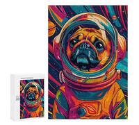 Rompecabezas 300 PCS para Adolescentes Astronaut Pug Space Animal Rompecabezas para Adultos Juegos De Relajación Vacaciones En Casa Matar El Tiempo 300 PCS