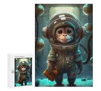 Rompecabezas 300 PCS para Adolescentes Astronaut Space Monkey Ape Rompecabezas para Adultos Juegos De Relajación Vacaciones En Casa Matar El Tiempo 300 PCS