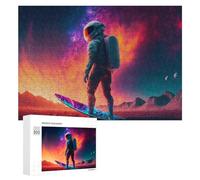 Rompecabezas 300 PCS para Adolescentes Astronaut Surfing in Space Rompecabezas para Adultos Juguete Decoración De Pared Mejora La Memoria Ayuda A Ejercitar El Cerebro 300 PCS