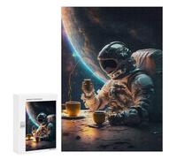 Rompecabezas 300 PCS para Adolescentes Astronaut's Coffee Break Rompecabezas para Adultos Juegos Divertidos Una Obra De Arte Ayuda A Ejercitar El Cerebro 300 PCS