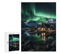 Rompecabezas 300 PCS para Adolescentes Aurora Borealis Over Lake Rompecabezas para Adultos Juguete Decoración De Pared Mejora La Memoria Ayuda A Ejercitar El Cerebro 300 PCS
