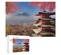 Rompecabezas 300 PCS para Adolescentes Autumn in Japan Mount Fuji and Chureito Pagoda Rompecabezas Juegos Relajantes Mejora La Memoria Oferta como Regalos para Toda La Familia 300 PCS