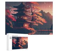 Rompecabezas 300 PCS para Adolescentes Autumn Serenity Traditional Pagoda Scene Rompecabezas para Adultos Juguete Decoración De Pared Mejora La Memoria Ayuda A Ejercitar El Cerebro 300 PCS
