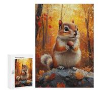 Rompecabezas 300 PCS para Adolescentes Autumn Squirrel with Nut Rompecabezas Juego De Ingenio Aliviador De Estrés Desafiante para Completar 300 PCS