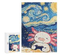 Rompecabezas 300 PCS para Adolescentes Axolotl Gaming Starry Night Rompecabezas para Adultos Juguetes DIY para La Diversión Familiar Ayuda A Ejercitar El Cerebro 300 PCS