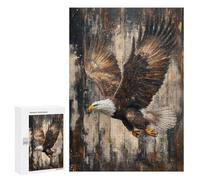Rompecabezas 300 PCS para Adolescentes Bald Eagle in Flight on Wood Bold Nature Wall Art Rompecabezas para Adultos Juguetes DIY para La Diversión Familiar Ayuda A Ejercitar El Cerebro 300 PCS