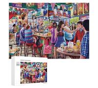 Rompecabezas 300 PCS para Adolescentes Bar Scene with People Enjoying Drinks and Food Rompecabezas para Adultos Juegos Relajantes Difícil Difícil Desafío Educativo 300 PCS