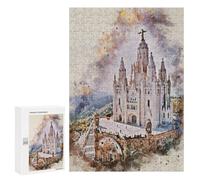 Rompecabezas 300 PCS para Adolescentes Barcelona Spain Watercolor Rompecabezas para Adolescentes Juguetes DIY Decoración De Pared Ayuda A Ejercitar El Cerebro 300 PCS