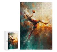 Rompecabezas 300 PCS para Adolescentes Basketball Player in Flight Abstract Art Rompecabezas Juegos Familiares Ensamblaje De Patrones Cumpleaños Y Navidad 300 PCS