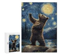 Rompecabezas 300 PCS para Adolescentes Bear Gazing at Stars Rompecabezas Juegos Familiares Ensamblaje De Patrones Cumpleaños Y Navidad 300 PCS