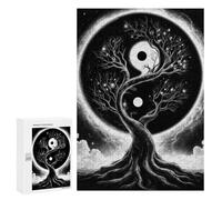 Rompecabezas 300 PCS para Adolescentes Black and White Yin Yang Space Tree Rompecabezas para Adultos Juego Práctico Pero Divertido Y Humorístico Regalo De Cumpleaños, Regalos, 300 PCS