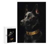 Rompecabezas 300 PCS para Adolescentes Black & Gold Belgian Malinois Rompecabezas para Adultos Juego Práctico Regalo De Cumpleaños Regalo De Cumpleaños, Regalos, 300 PCS