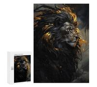 Rompecabezas 300 PCS para Adolescentes Black Lion in Gold Rompecabezas para Adultos Juguetes DIY para La Diversión Familiar Ayuda A Ejercitar El Cerebro 300 PCS