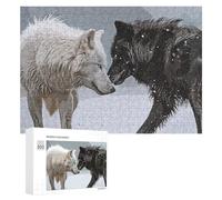 Rompecabezas 300 PCS para Adolescentes Black White Wolf Vintage Rompecabezas para Adultos Juegos Relajantes Arte De Pared Oferta como Regalos para Toda La Familia 300 PCS