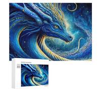 Rompecabezas 300 PCS para Adolescentes Blue Dragon in Cosmic Light Rompecabezas para Adultos Juegos Relajantes Decoración Interacción Entre Padres E Hijos 300 PCS