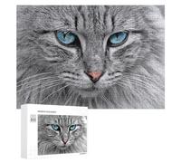 Rompecabezas 300 PCS para Adolescentes Blue-Eyed Fluffy Cat Close-Up Rompecabezas para Adultos Juegos Relajantes Decoración Interacción Entre Padres E Hijos 300 PCS