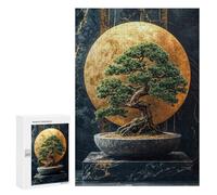 Rompecabezas 300 PCS para Adolescentes Bonsai Tree with Golden Moon Rompecabezas para Adultos Juego Práctico Decoración del Hogar Cumpleaños Y Navidad 300 PCS