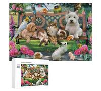 Rompecabezas 300 PCS para Adolescentes Bright Garden Pet Gathering Rompecabezas Juegos Relajantes Mejora La Memoria Oferta como Regalos para Toda La Familia 300 PCS