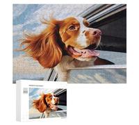 Rompecabezas 300 PCS para Adolescentes Brittany Spaniel in Car Window Rompecabezas para Adultos Juguetes De Bricolaje Análisis Y Lógica Trato como Regalos para Toda La Familia 300 PCS