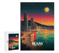 Rompecabezas 300 PCS para Adolescentes Busan South Korea Night Cityscape Rompecabezas para Adultos Juego Práctico Arte De Pared Desafiante De Completar 300 PCS