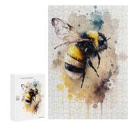 Rompecabezas 300 PCS para Adolescentes Buzzing Bee Watercolor Rompecabezas Juegos Familiares Ensamblaje De Patrones Cumpleaños Y Navidad 300 PCS