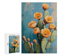 Rompecabezas 300 PCS para Adolescentes Cactus Blossom in A Desert Painting Rompecabezas para Adultos Juego Práctico Arte De Pared Desafiante De Completar 300 PCS