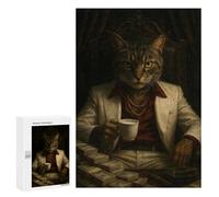 Rompecabezas 300 PCS para Adolescentes Cat Boss with Money and Cigar Rompecabezas Juegos Familiares Ensamblaje De Patrones Cumpleaños Y Navidad 300 PCS