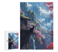 Rompecabezas 300 PCS para Adolescentes Cat Cherry Blossoms Japan Rompecabezas para Adultos Juego Práctico Pero Divertido Y Humorístico para Cumpleaños, Navidad 300 PCS