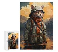 Rompecabezas 300 PCS para Adolescentes Cat Fishing on A Lake Rompecabezas para Adultos Juego Práctico Regalo De Cumpleaños Regalo De Cumpleaños, Regalos, 300 PCS