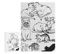 Rompecabezas 300 PCS para Adolescentes Cat Lovers in Minimalist Rompecabezas para Adultos Juego Práctico Pero Divertido Y Humorístico Regalo De Cumpleaños, Regalos, 300 PCS