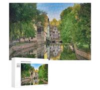 Rompecabezas 300 PCS para Adolescentes Charming Canal Scene with Half-Timbered Houses Rompecabezas para Adultos Juguete Decoración De Pared Mejora La Memoria Ayuda A Ejercitar El Cerebro 300 PCS