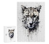 Rompecabezas 300 PCS para Adolescentes Cheetah Beauty Black Ink Rompecabezas para Adultos Juego Familiar Decoración del Hogar para Cumpleaños, Navidad 300 PCS
