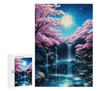 Rompecabezas 300 PCS para Adolescentes Cherry Blossom Night Japan Rompecabezas para Adultos Juegos Relajantes Decoración del Hogar Cumpleaños Y Navidad 300 PCS