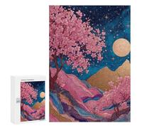 Rompecabezas 300 PCS para Adolescentes Cherry Blossom Night Sky Art Print Rompecabezas para Adolescentes Pero Divertido Y Humorístico Desafío Educativo Juguete Juego Intelectual 300 PCS