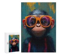 Rompecabezas 300 PCS para Adolescentes Chimp with Sunglasses Rompecabezas Juego De Ingenio Aliviador De Estrés Desafiante para Completar 300 PCS