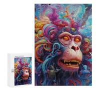 Rompecabezas 300 PCS para Adolescentes Chimpanzee Portrait Rompecabezas para Adultos Juegos Divertidos Una Obra De Arte Ayuda A Ejercitar El Cerebro 300 PCS