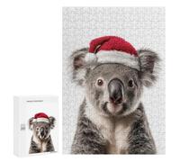 Rompecabezas 300 PCS para Adolescentes Christmas Koala with Santa Hat Rompecabezas para Adultos Juego Familiar Una Obra De Arte como Regalo para Toda La Familia 300 PCS