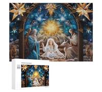 Rompecabezas 300 PCS para Adolescentes Christmas Nativity Scene with Holy Family and Animals Rompecabezas para Adultos Juegos Divertidos Una Obra De Arte Ayuda A Ejercitar El Cerebro 300 PCS