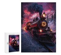 Rompecabezas 300 PCS para Adolescentes Christmas Train in The Mountains Rompecabezas para Adultos Juego Familiar Decoración del Hogar para Cumpleaños, Navidad 300 PCS