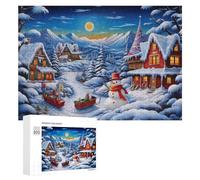 Rompecabezas 300 PCS para Adolescentes Christmas Village Snowy Night Rompecabezas para Adultos Juegos Relajantes Decoración Interacción Entre Padres E Hijos 300 PCS