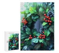 Rompecabezas 300 PCS para Adolescentes Christmas Wreath with Berries Rompecabezas para Adultos Juego Práctico Decoración del Hogar Cumpleaños Y Navidad 300 PCS