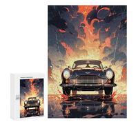 Rompecabezas 300 PCS para Adolescentes Classic Car in Dramatic Sky Rompecabezas Juegos Familiares Ensamblaje De Patrones Cumpleaños Y Navidad 300 PCS