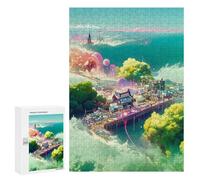 Rompecabezas 300 PCS para Adolescentes Cloud Cityscape A Futuristic Vision Rompecabezas para Adultos Juego Familiar Carrera De Velocidad De Manos Regalos para Reducir El Estrés 300 PCS